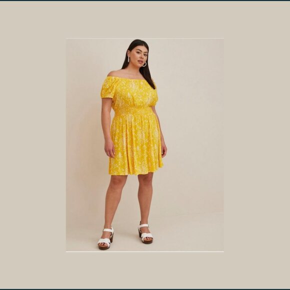 TWO NWT Torrid Mini Lenny Smocked Off-Shoulder Dresses 4X - Picture 11 of 14